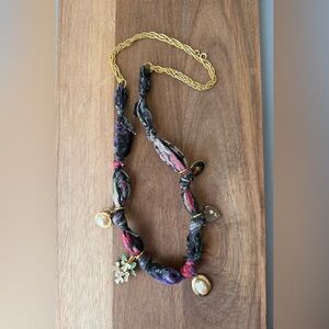8. Handmade Bandana Charm -GLD PURPLE- Necklace Upcycled Vintage